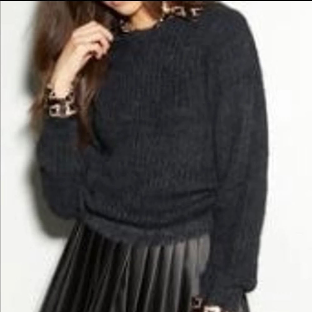 Medium Black Eyelash Side Ruched Sweater